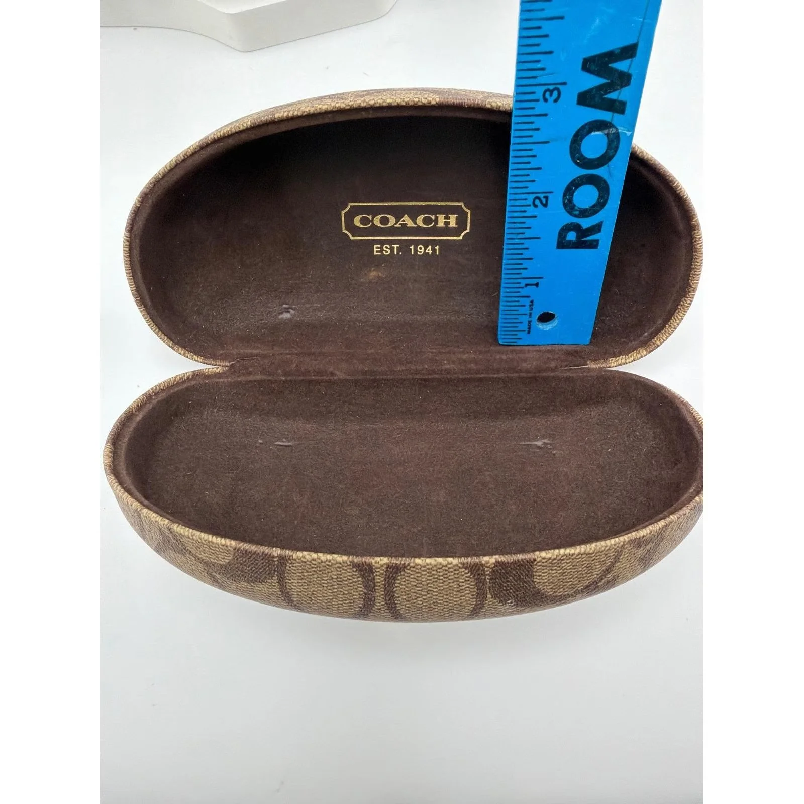 Coach Signature C Monogram Brown Khaki Hard Sunglasses Case — photo 6 of 6