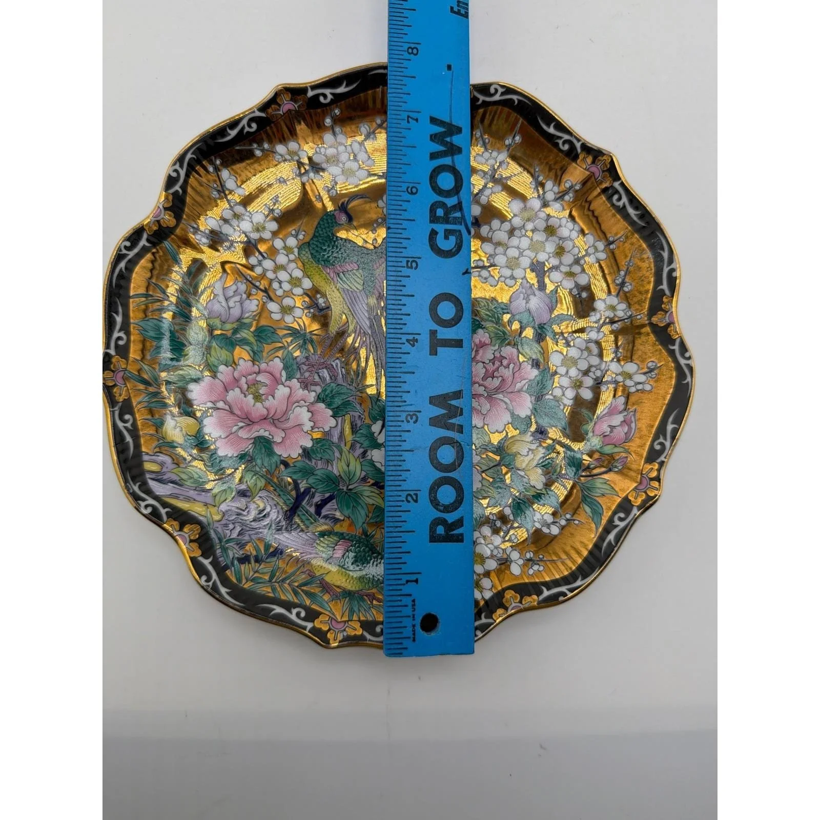 Vintage Toyo Japan Peacock Peony Gold Porcelain Plate 10 Inch — photo 4 of 4