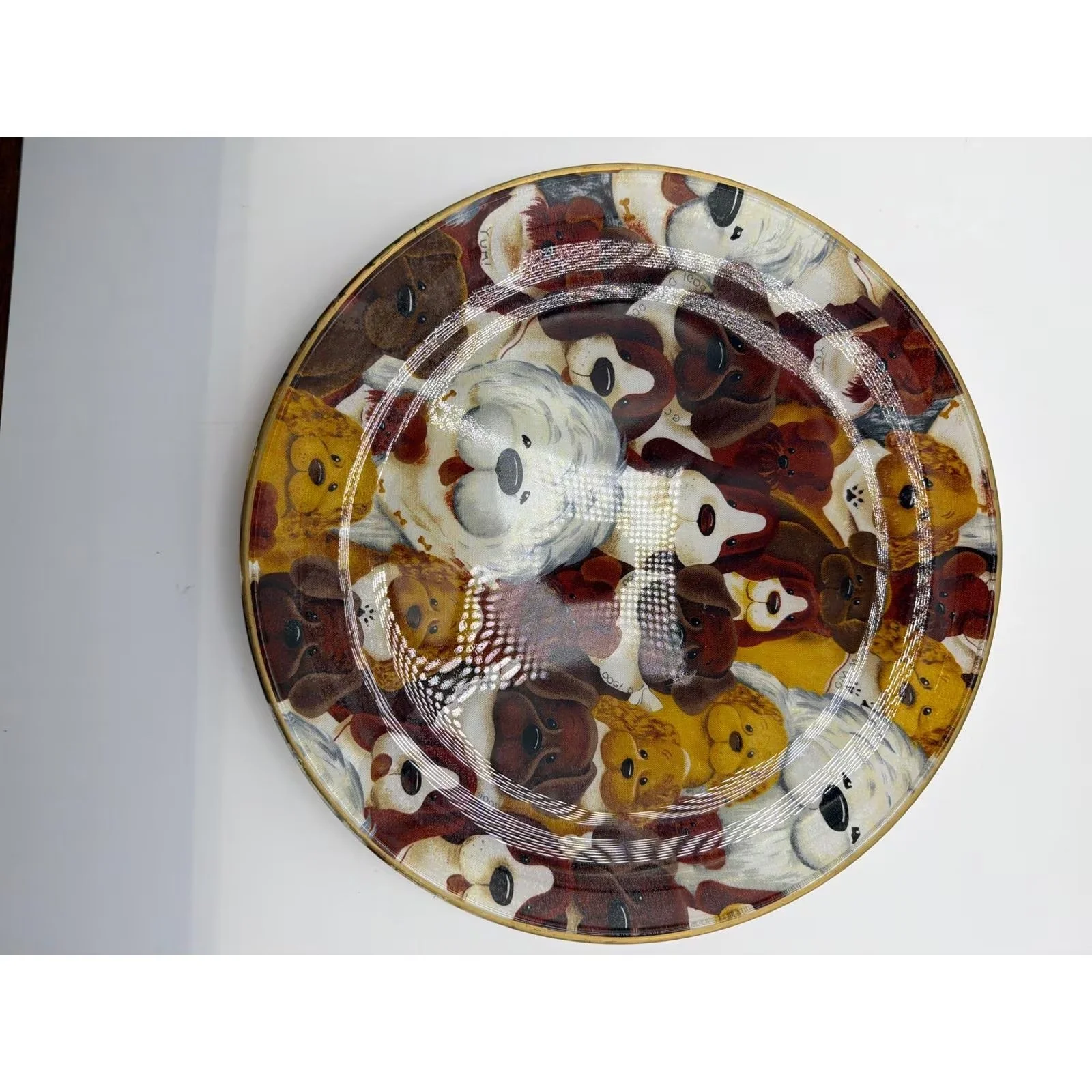 Vintage Dog Breed Collage Glass Plate Gold Rim 8 Inch — photo 2 of 4