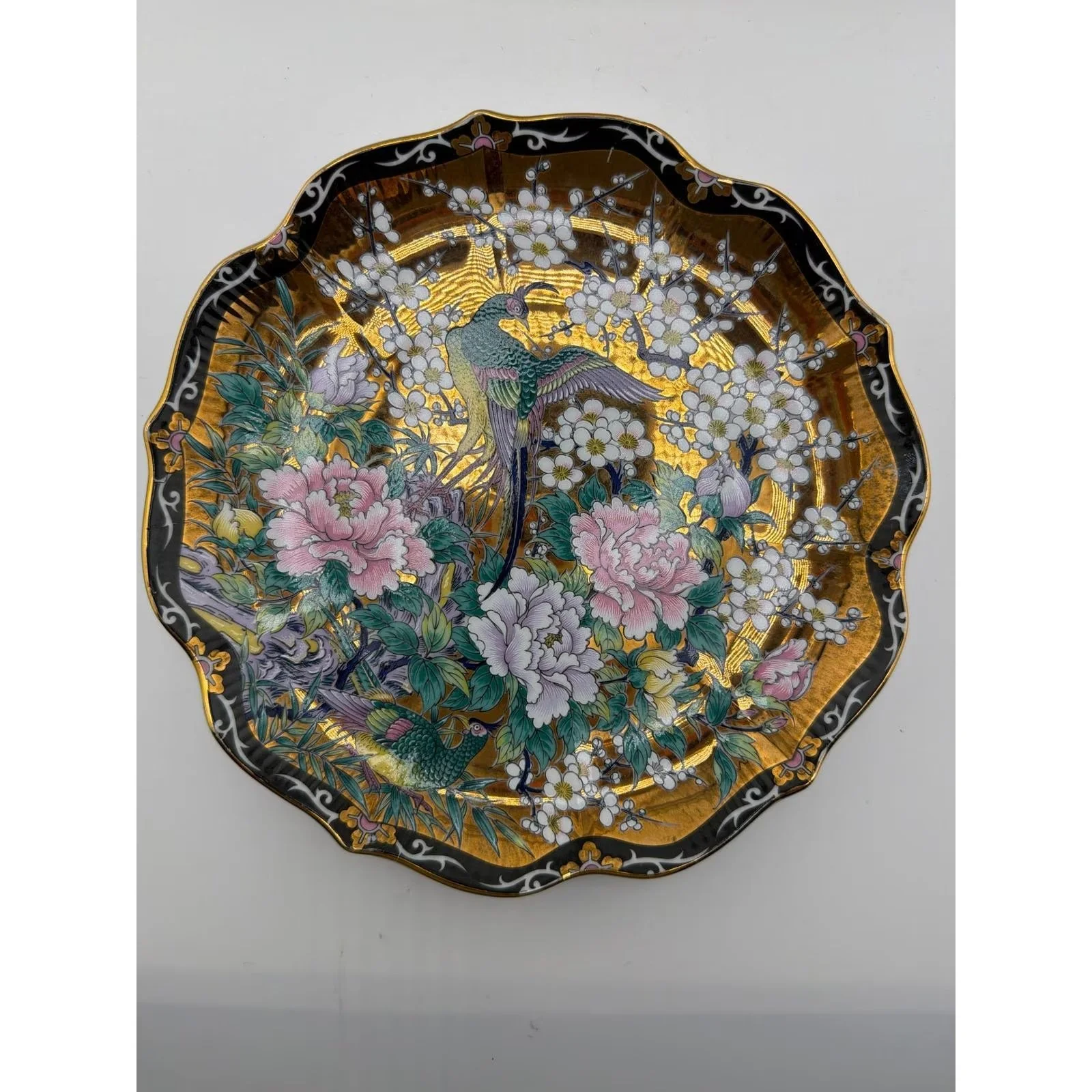 Vintage Toyo Japan Peacock Peony Gold Porcelain Plate 10 Inch — photo 2 of 4