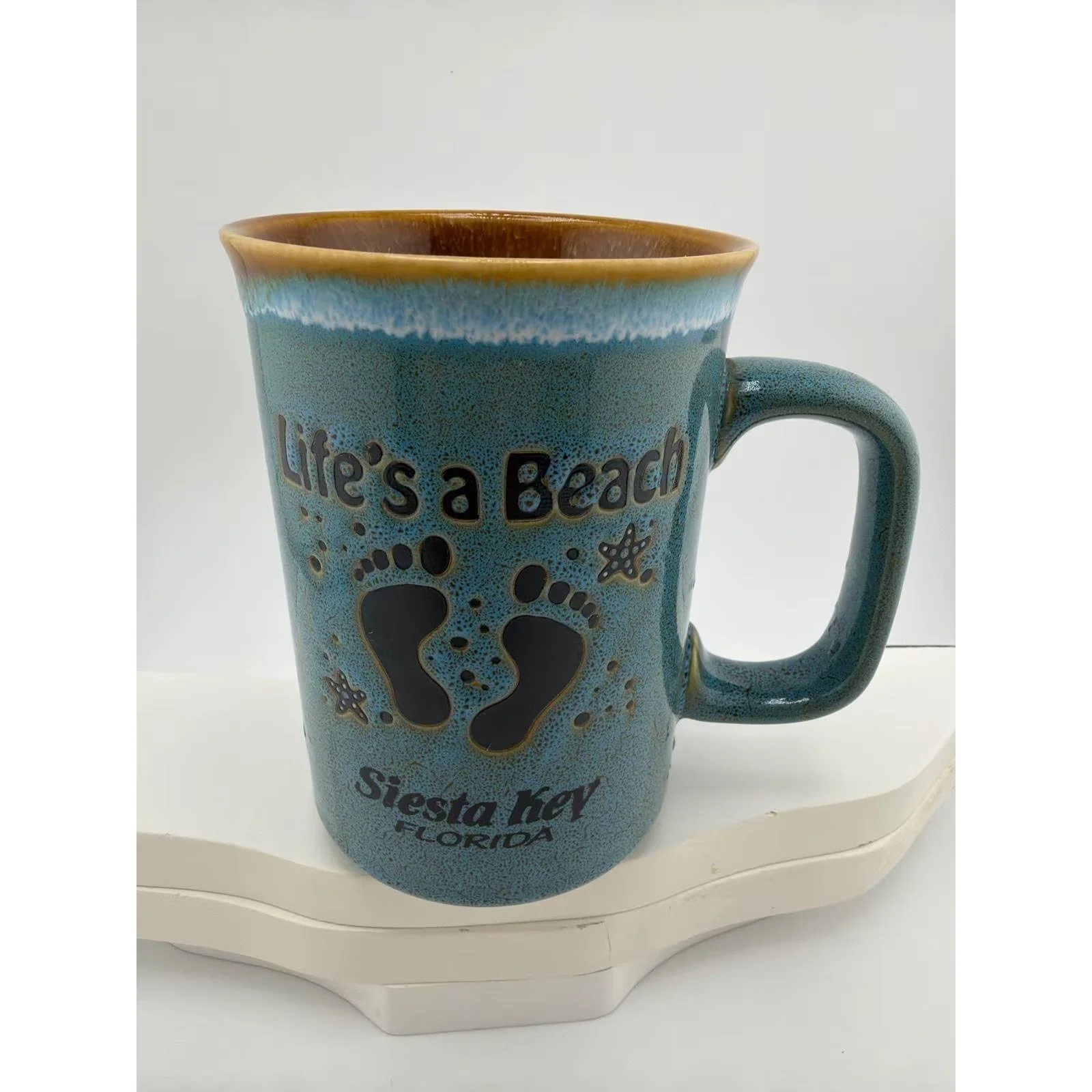 Siesta Key Florida Lifes a Beach Teal Reactive Glaze Coffee Mug — photo 1 of 6
