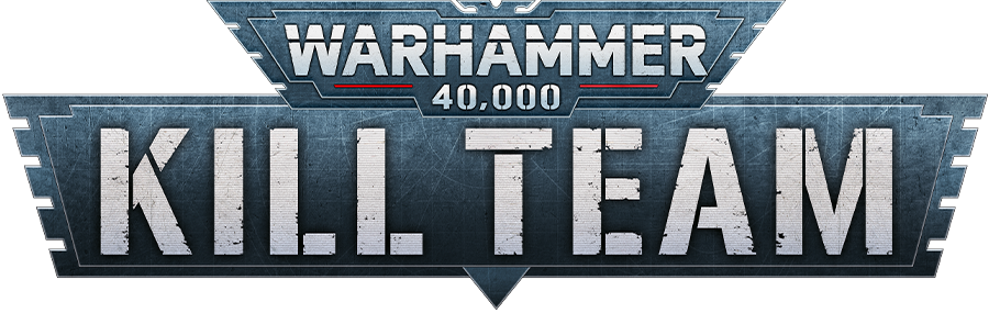 Warhammer 40,000 Kill Team logo in bold, weathered text on a dark background