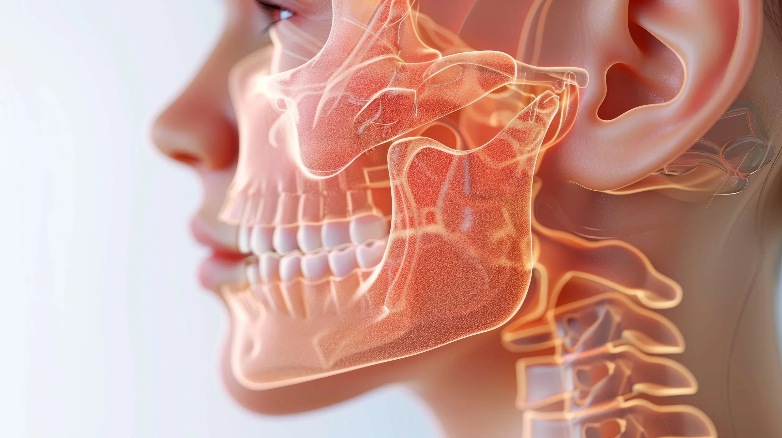 Jaw anatomy superimposed over woman's profile picture