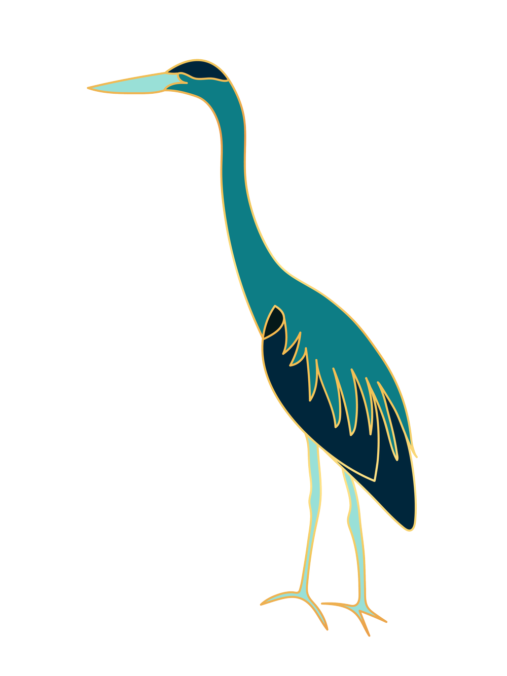 Madison Johnson, LCSW, great blue heron illustration for Ala Therapy Collective