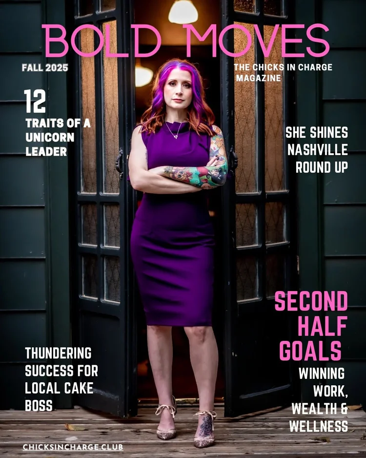 Shylah Ridgway of Ala Therapy Collective on the cover of the Fall 2025 Bold Moves magazine from Chicks in Charge.