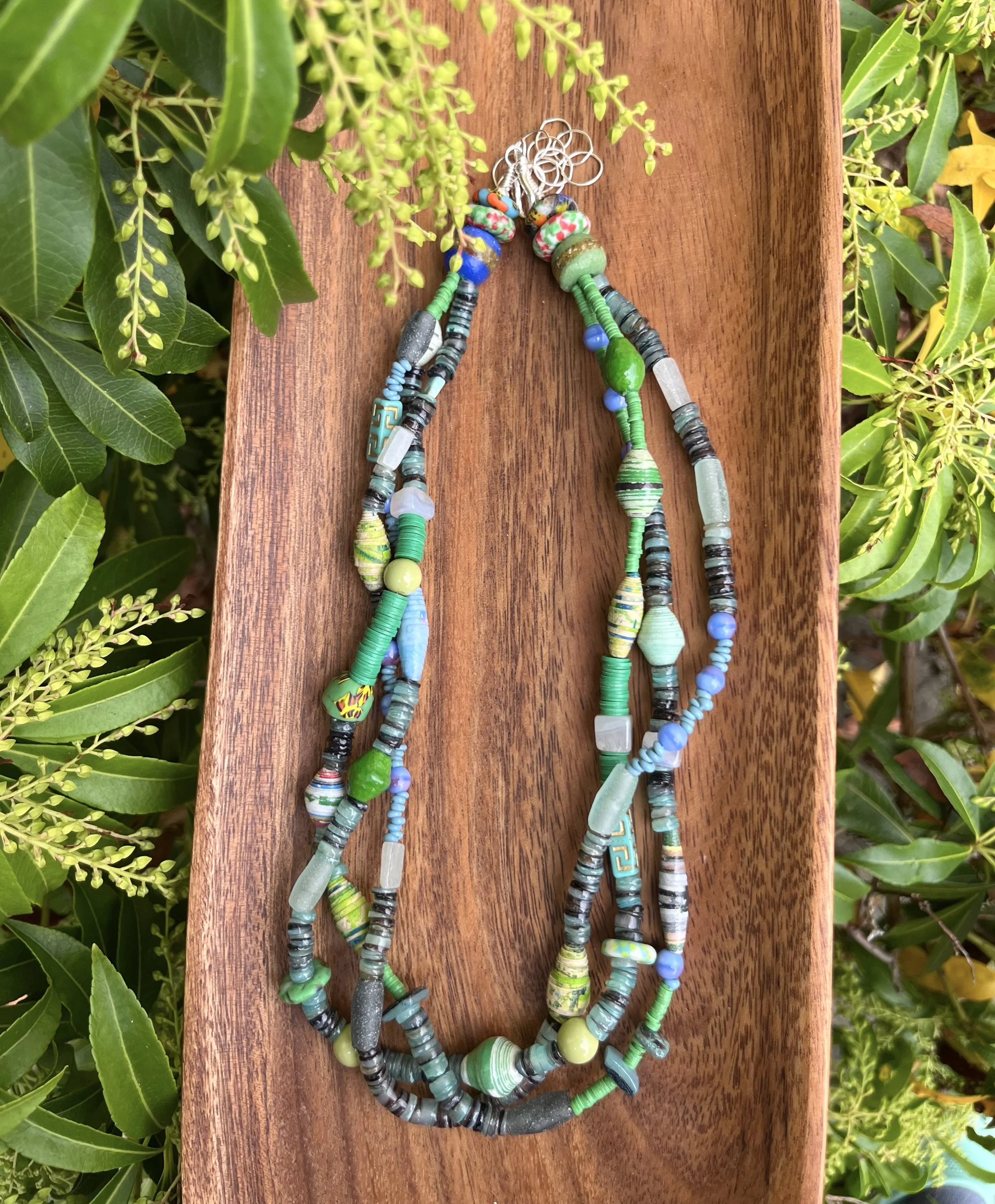 Green Triple Strand Necklace
