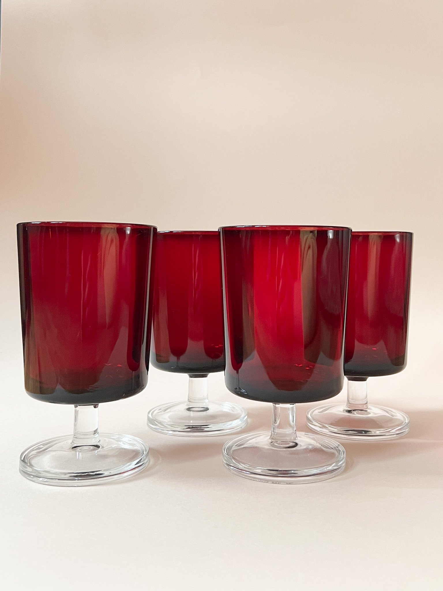 Vintage Ruby Luminarc Glasses