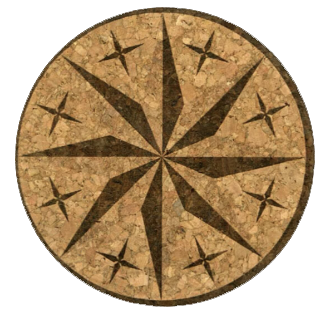 The Octave logo, a circular compass rose medallion in warm wood tones, representing guidance and direction in trauma recovery for male survivors