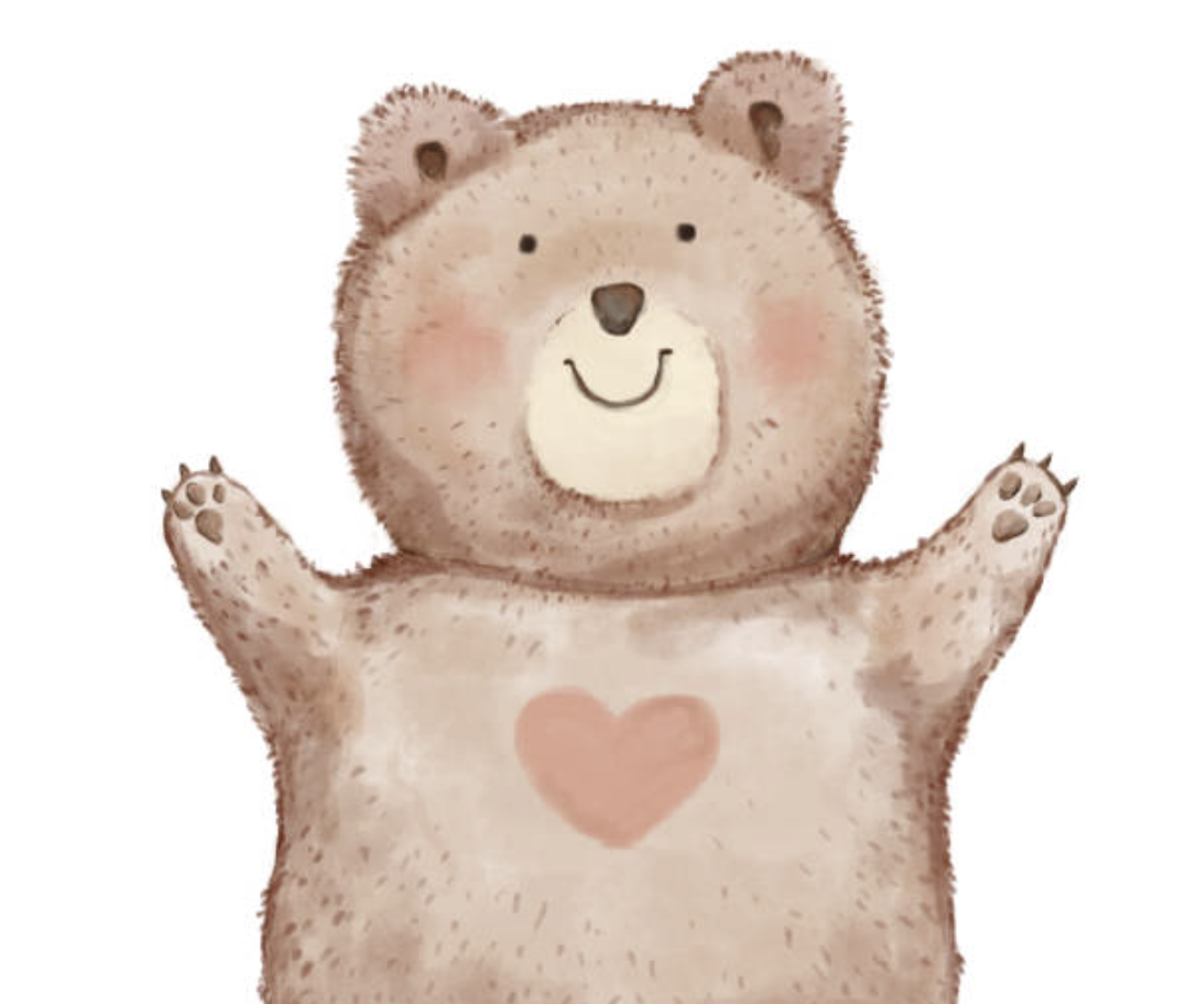 A soft watercolor illustration of a smiling teddy bear with arms open wide and a pink heart on its chest, conveying warmth, openness, and the gentle approachability at the heart of Malachi Gillihan's trauma recovery practice