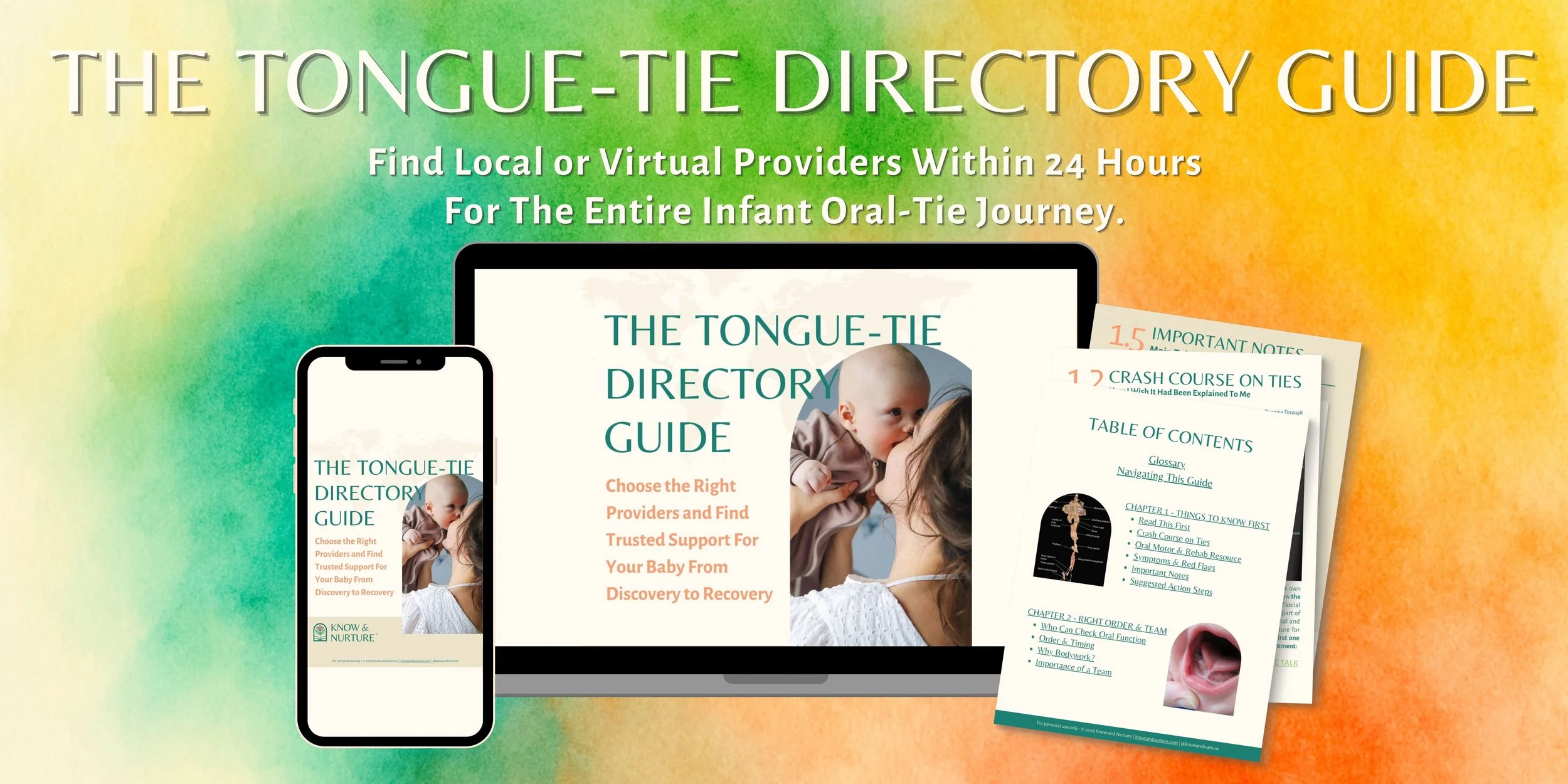 digital guide mockup of the tongue tie directory guide on a phone and laptop