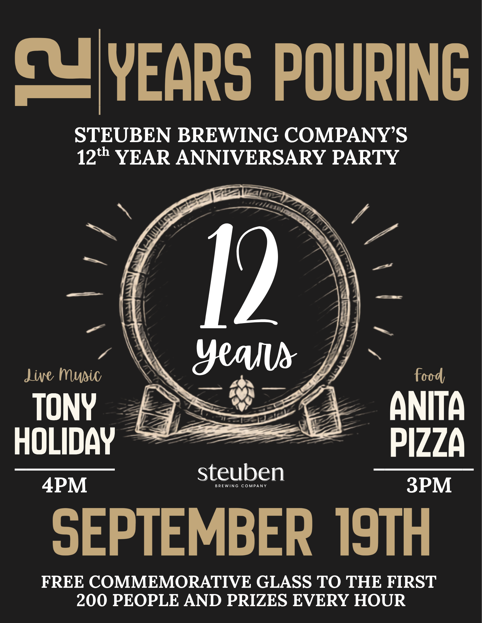 Steuben Brewing 12th Anniversary Celebration with Tony Holiday!