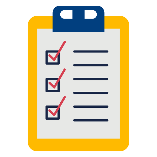 Checklist on a clipboard with three checked items