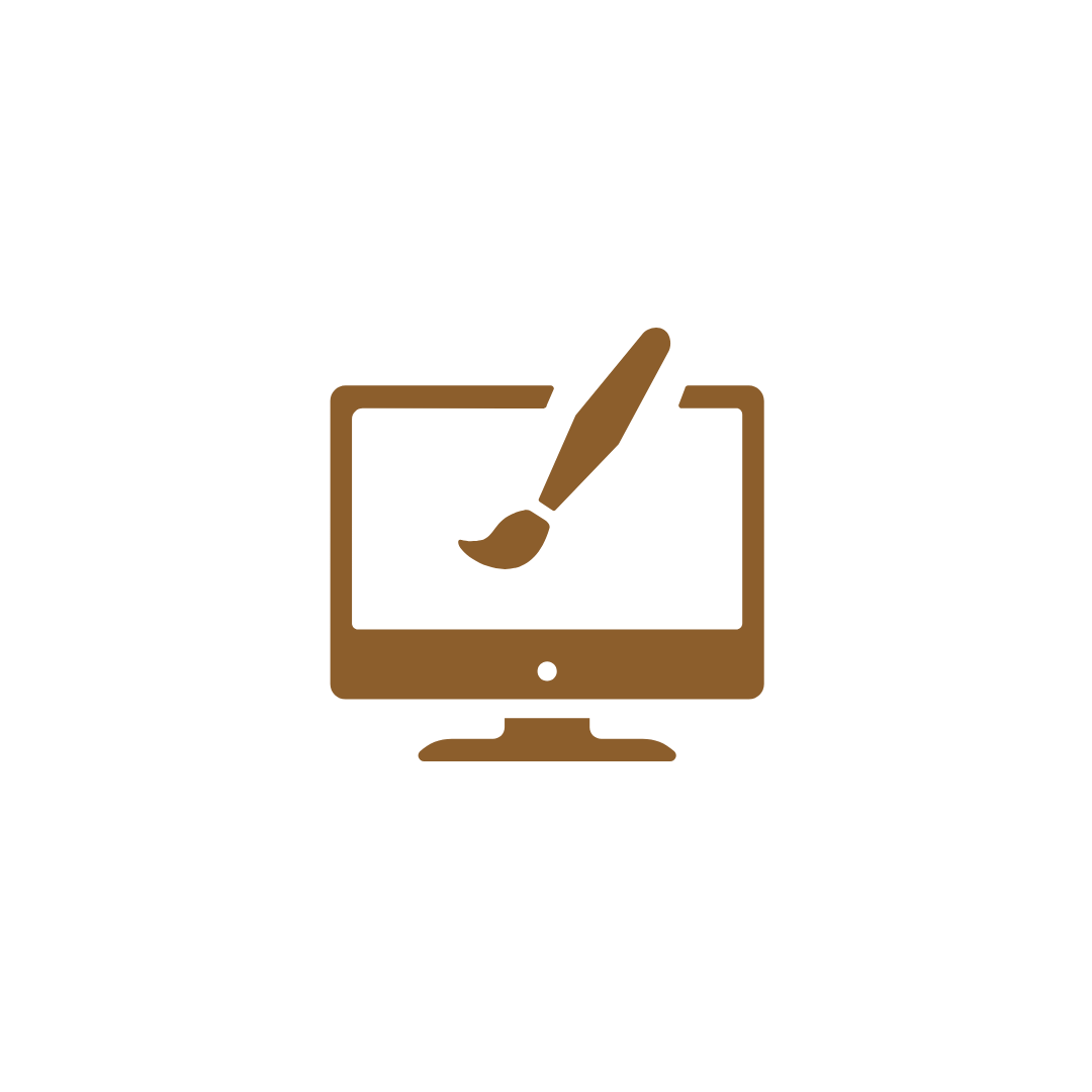Icon of a computer monitor with a paintbrush inside the screen, indicating digital design or editing.