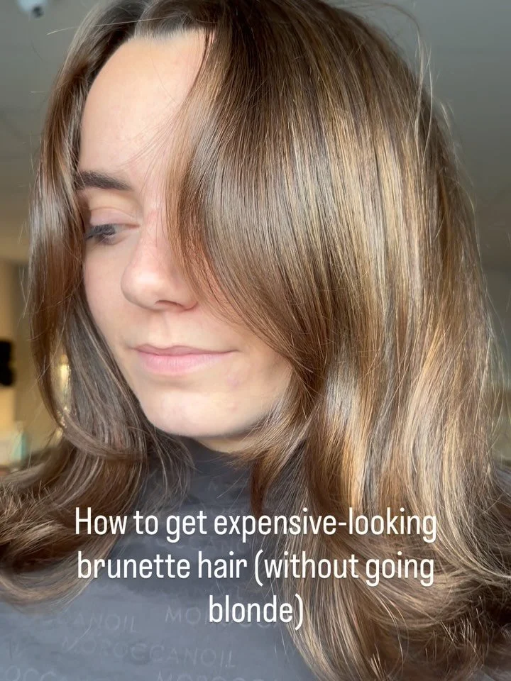 There&rsquo;s something about brunette hair done well that just looks expensive. Soft warmth, real dimension, and that catch-the-light shine &mdash; no need to commit to going blonde.
A lot of brunettes come to us thinking they need to lift heaps to 