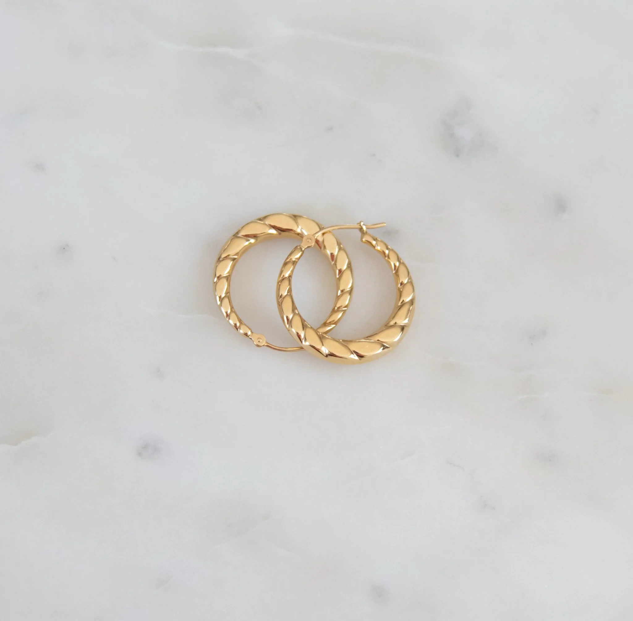 14K Yellow Gold Tapered Braided Hoop Earrings