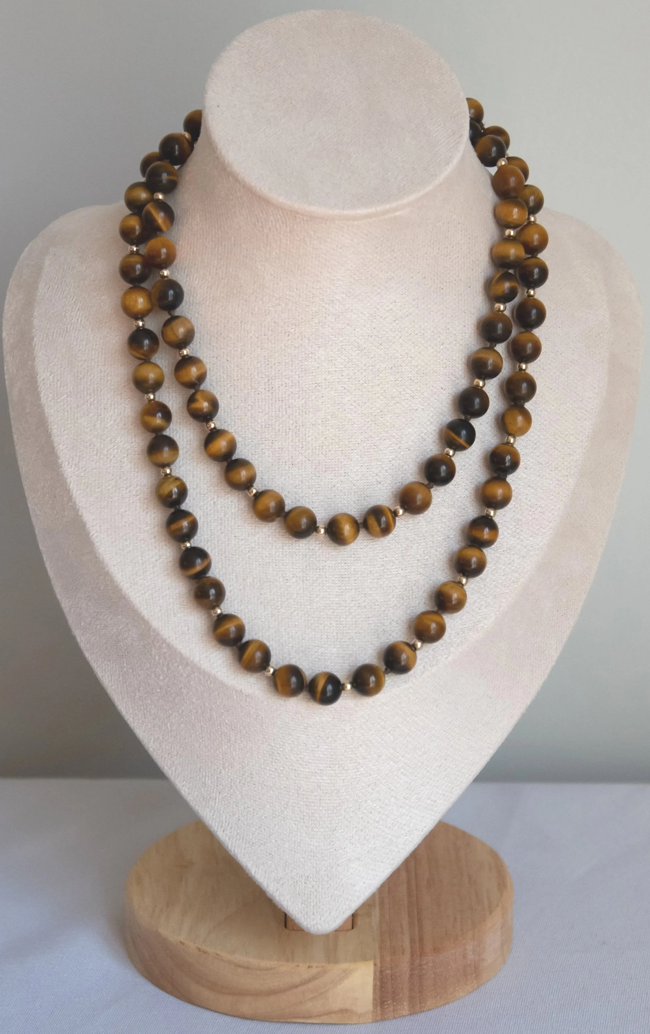 Tiger's Eye and 14K Gold Beaded Necklace