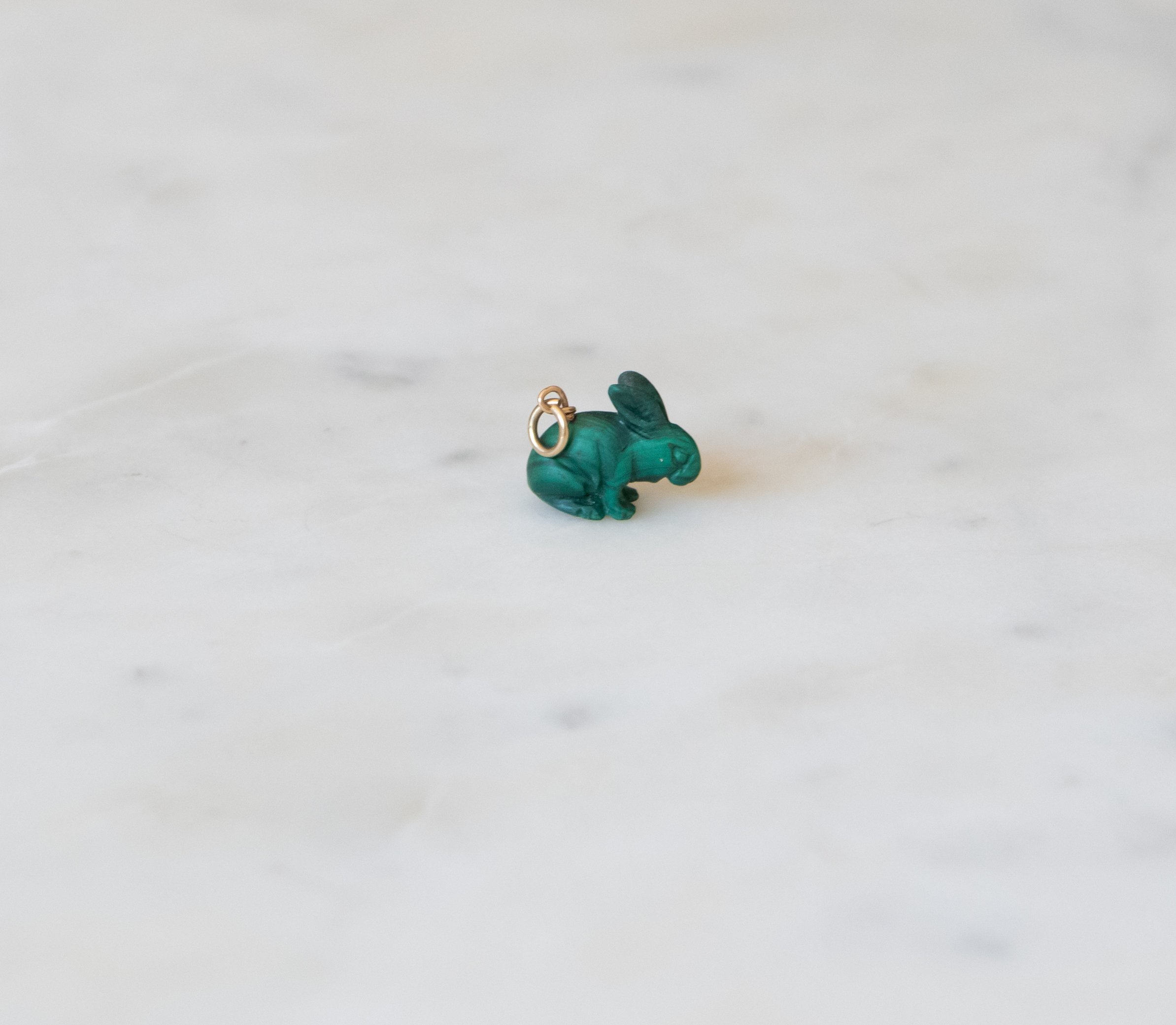 Malachite Rabbit Charm