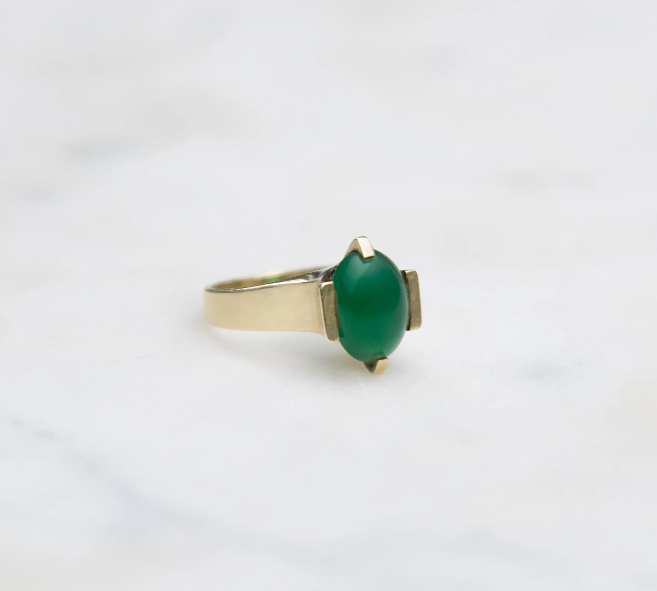 14K Yellow Gold & Green Onyx Ring