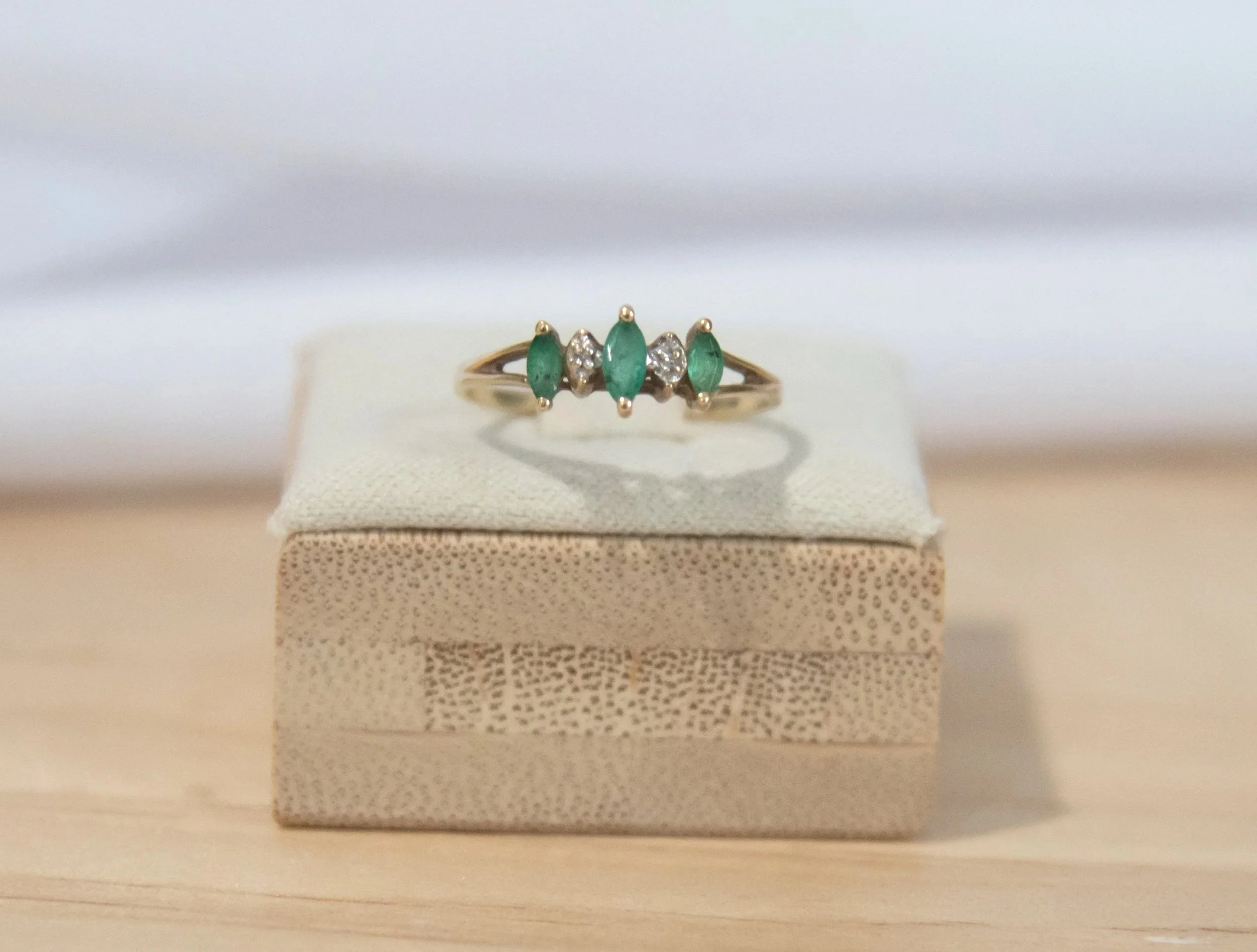 10K Yellow Gold and Marquise Emerald Ring