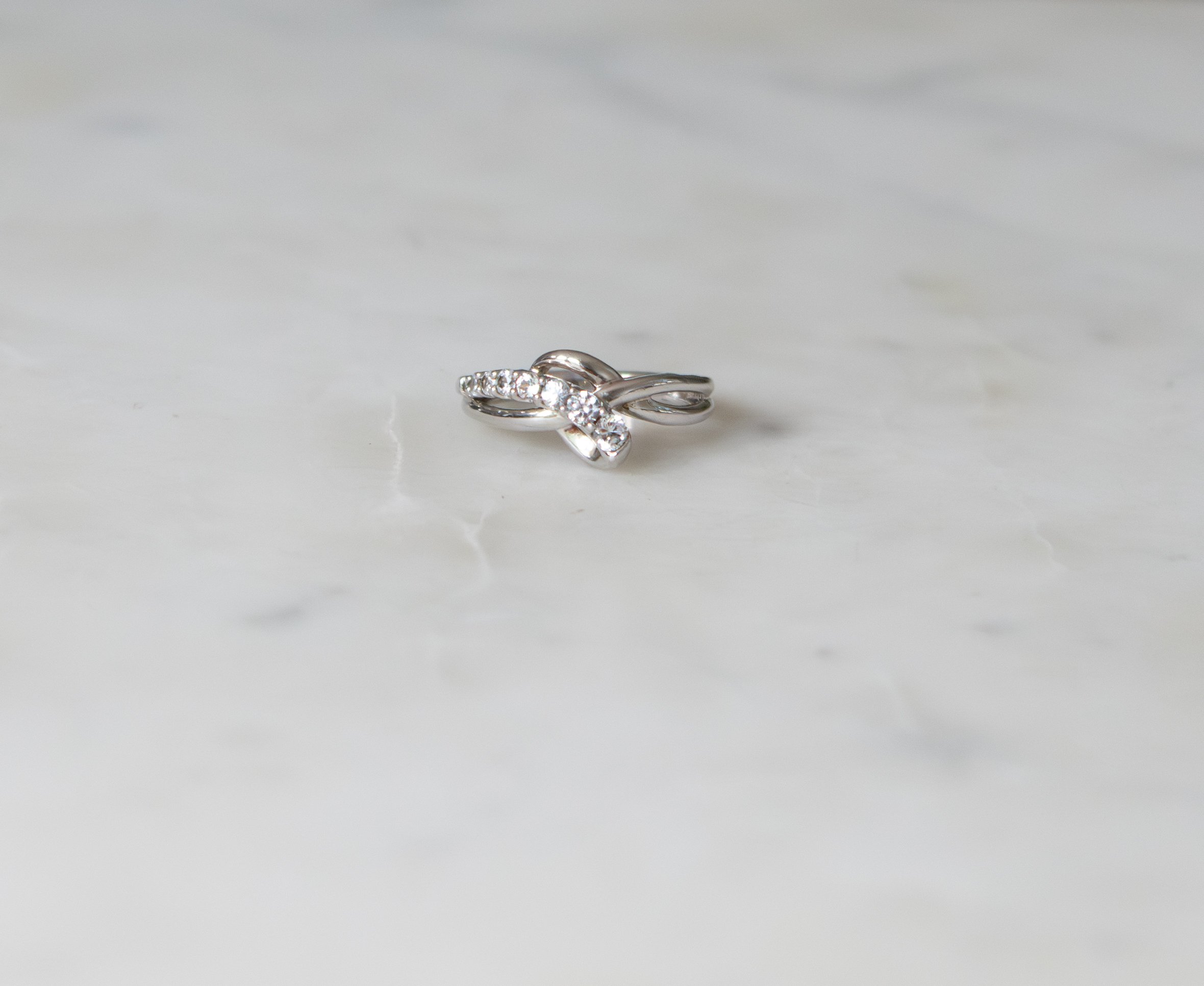 Sterling Silver White Sapphire Knot Ring