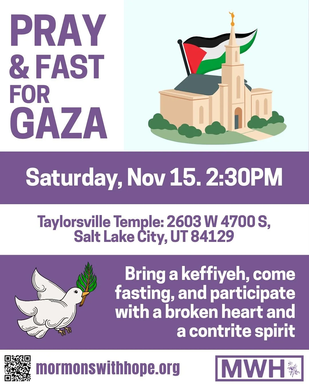THIS Saturday, from 2:30-3:00PM we are hosting a time for reflection and prayer to keep us thinking about how we can Palestinians as Israel continues to violate the ceasefire agreement. Come fasting as you are able!

This is NOT a protest. So please 