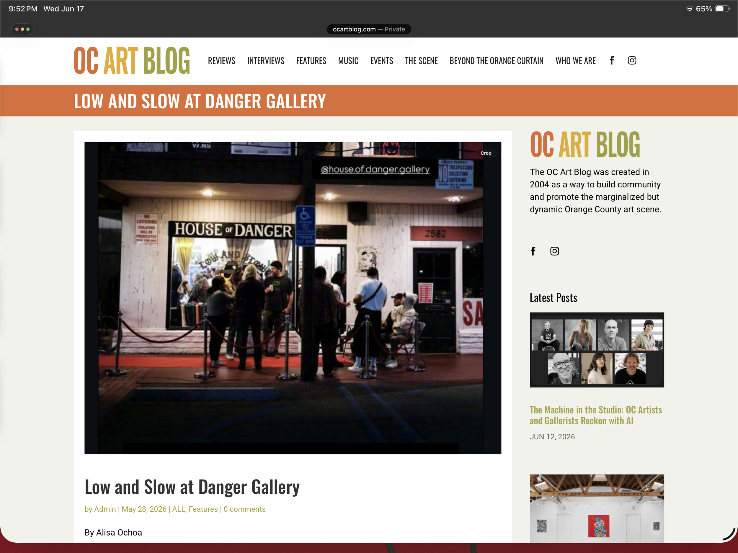We are featured in oc art blog