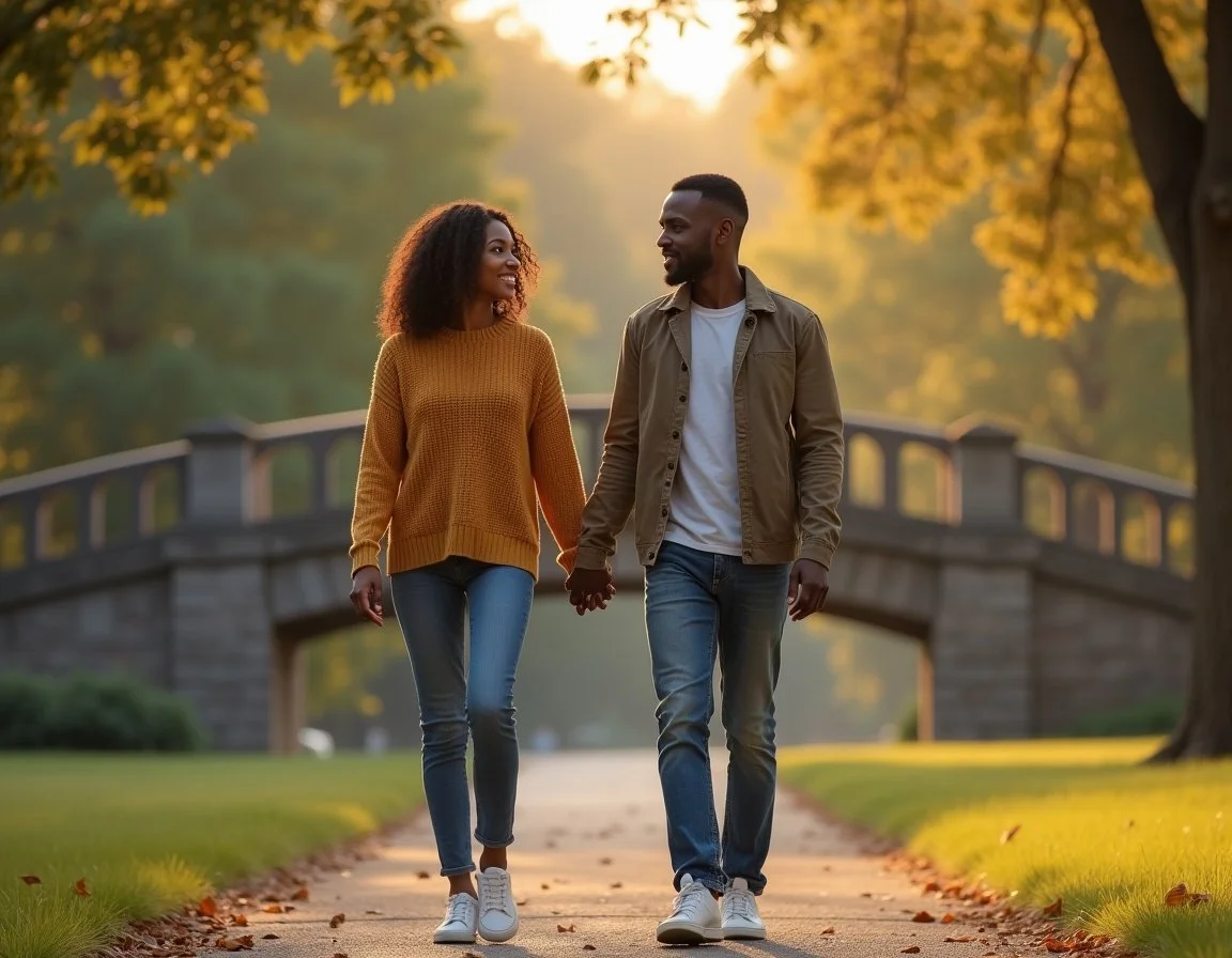 A-young-black-couple-walking-handinhand-through-a-.jpeg