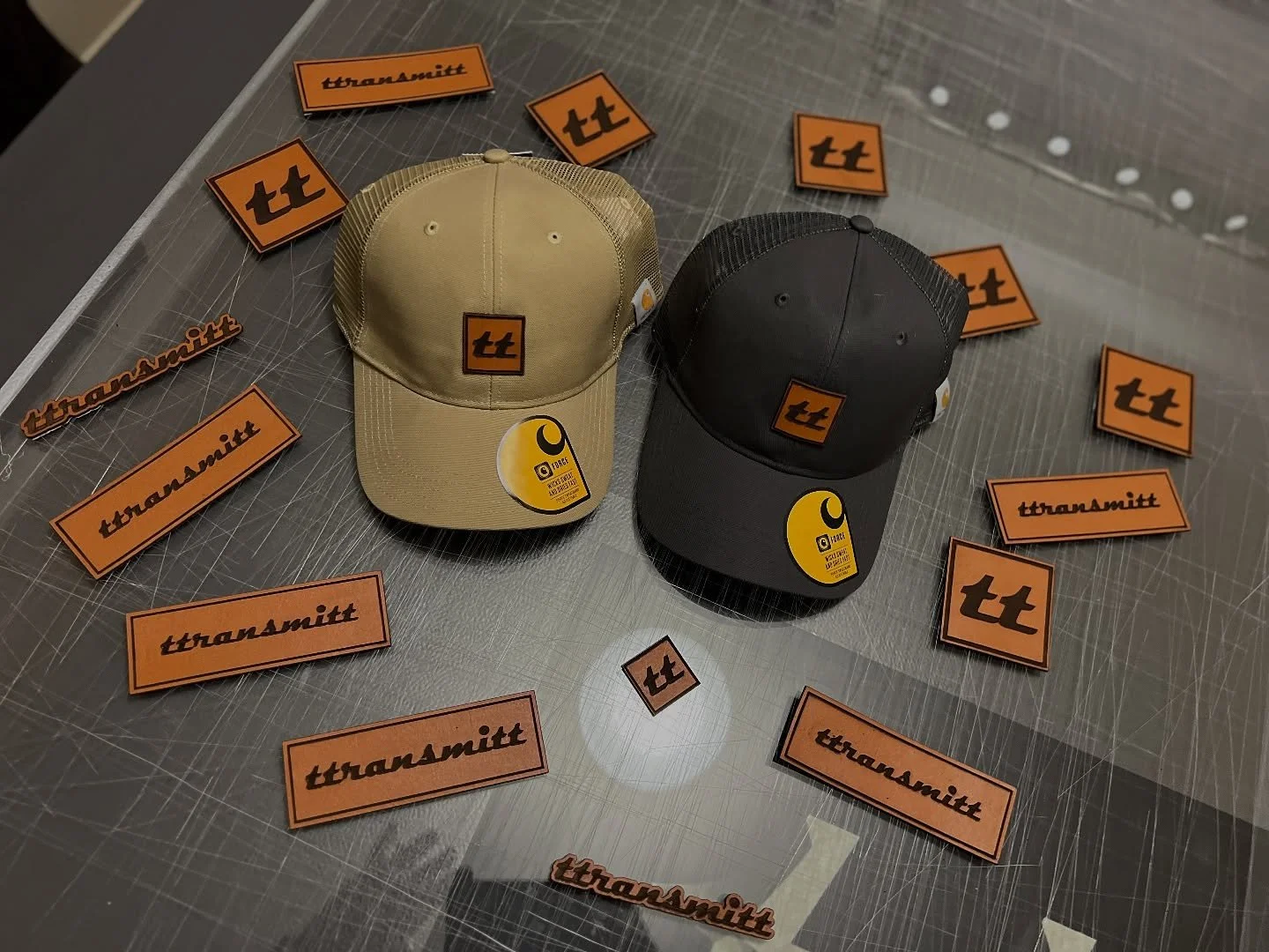 Shout out to my friend Adam @seattlelaserart for the fresh genuine leather laser engraved patches. Made these hats as gifts for some customers. The leather came from Lonestar Adhesive. Super high quality product all the way around. Connect with @seat