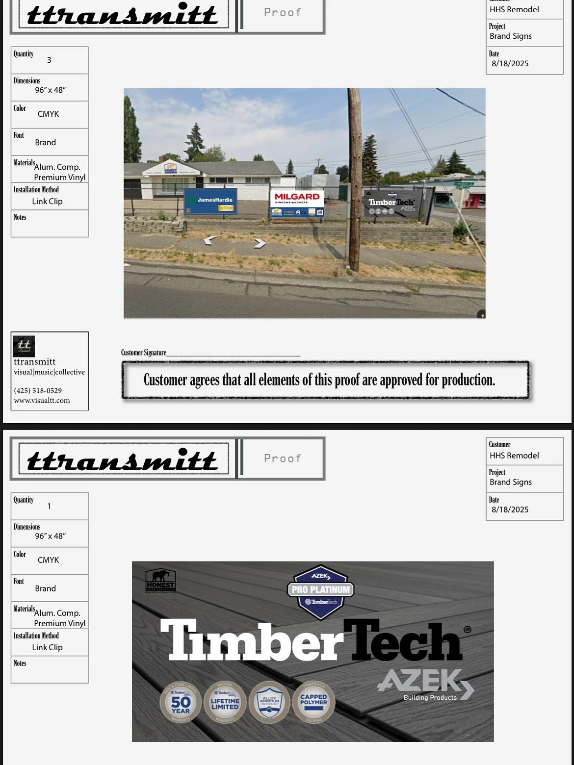 High quality signs for a business that uses high quality building products. Stop by to see Rich at Honest Home Solutions for your siding, roofing, windows, decks, or any home remodeling needs. #signs #timbertech #hardieboard #milgard #signage #signde
