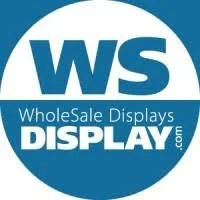 Logo for WholeSale Displays with blue and white colors and the text 'WS WholeSale Displays'.