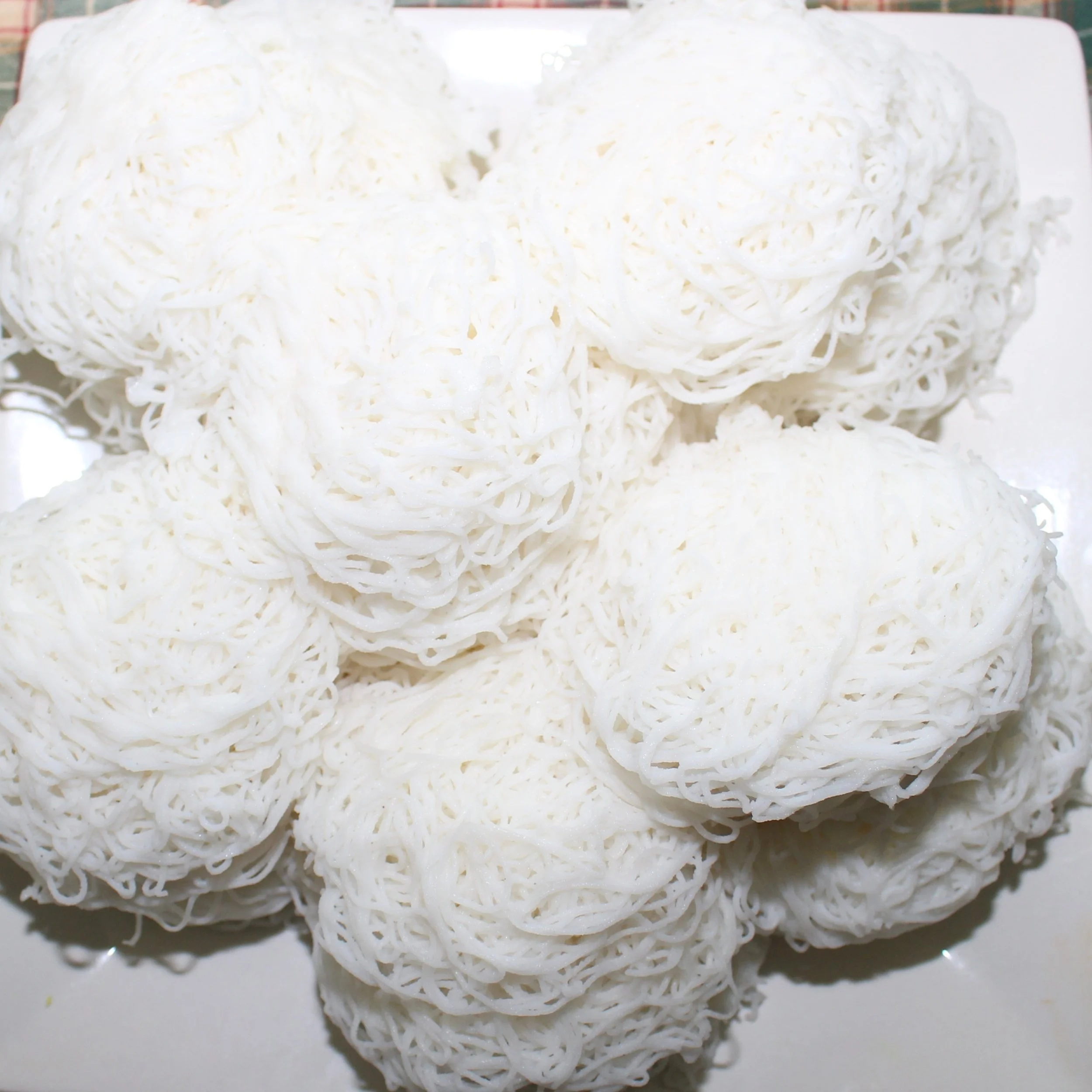 String Hoppers (Idiyappam, White Rice) with Coconut Sambal