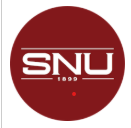 SNU logo with red background and white text