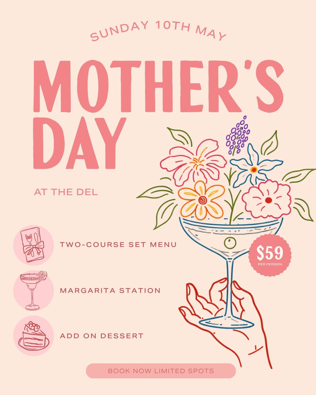 Mum&rsquo;s done enough. This year, you&rsquo;re booking lunch. 

We&rsquo;ll take it from there.

$59 gets you a long, shared-style feast, zero stress, and a very happy Mum. Think fresh plates, good vibes, and no one arguing over who&rsquo;s doing t