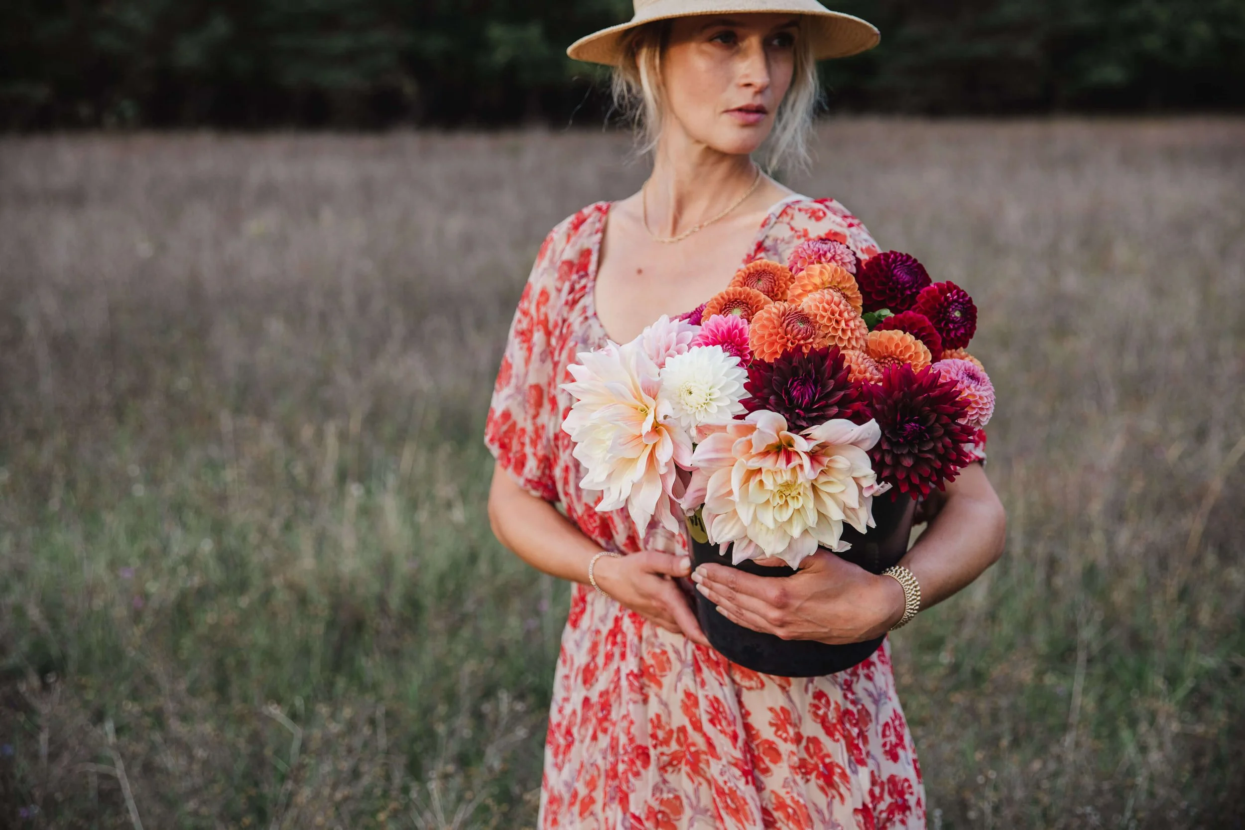 farm fields and svenja with Dahlia Buckets.jpeg