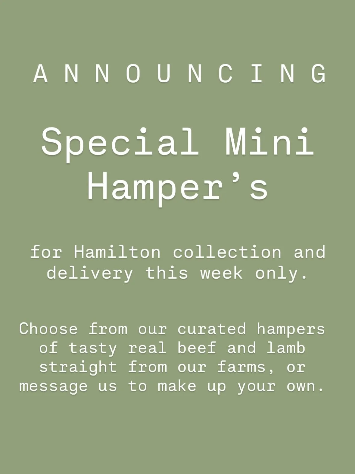 B E E F A N D L A M B. G A L O R E

With our next delivery not until October, we decided to increase our beef and lamb for this month to enable us to continue to supply locally this week with fresh meat and from the freezer for the rest of August. 
.