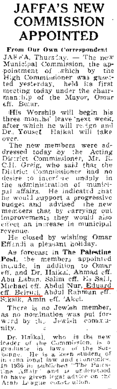 The Palestine Post, 30 March, 1945.