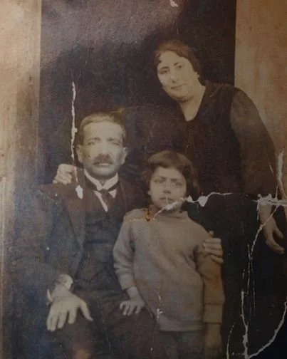 Victoria Fi'ani and Emile Nicolas Berouti, with their youngest son, Charles Emile, Jaffa