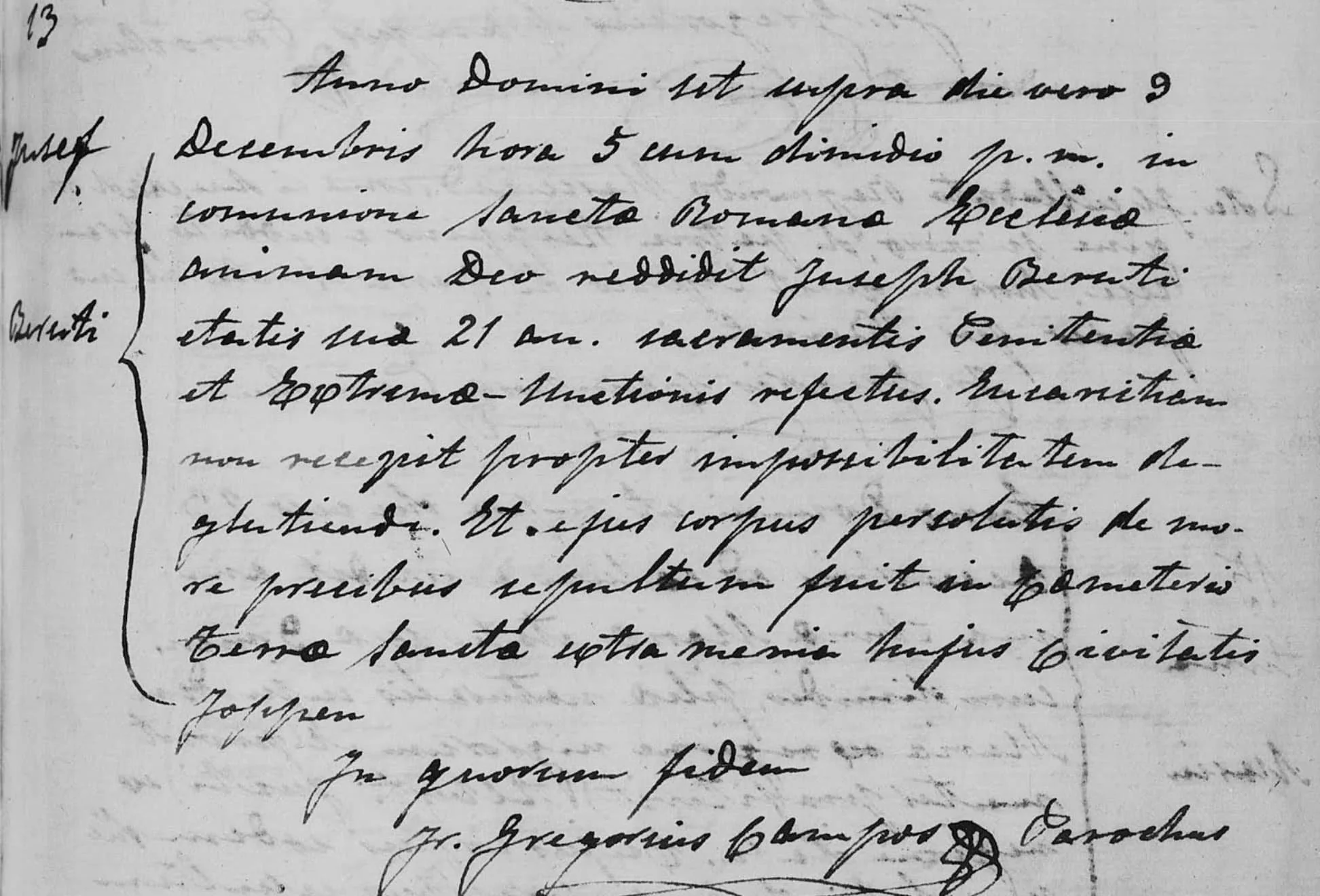  Death Record – Joseph Berouti, 9 December 1878. He died at age 21. 