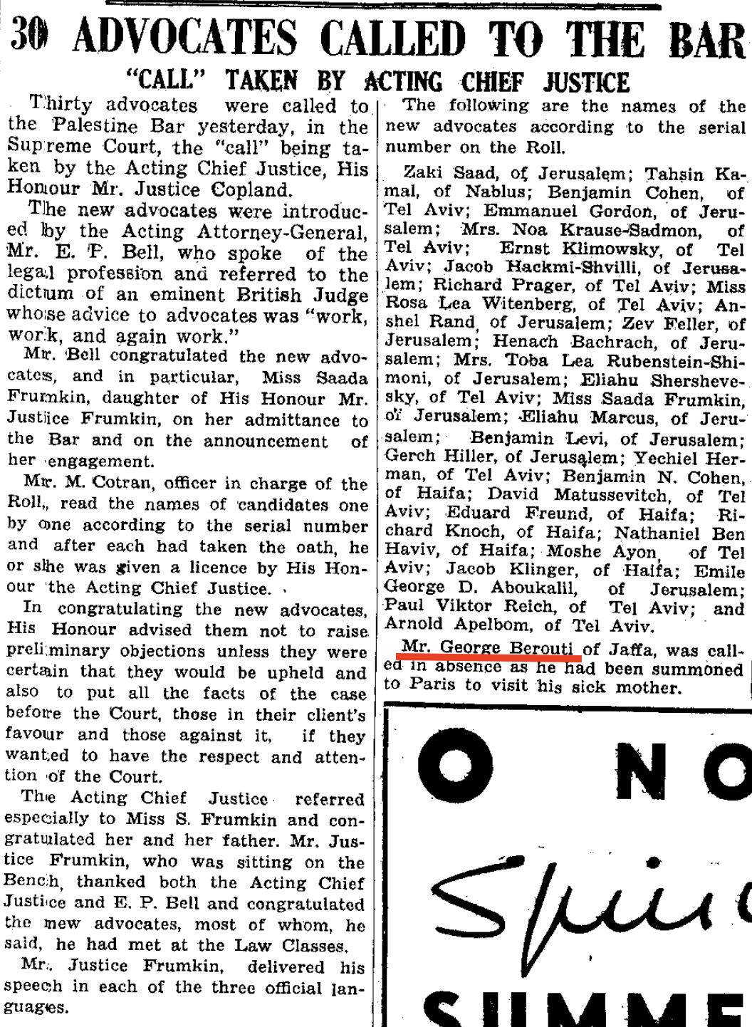 The Palestine Post, 29 July, 1938.