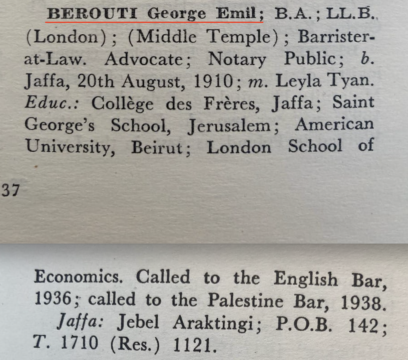 Palestine Personalia, 1947, edited by Peretz Cornfeld, pp. 37-38.