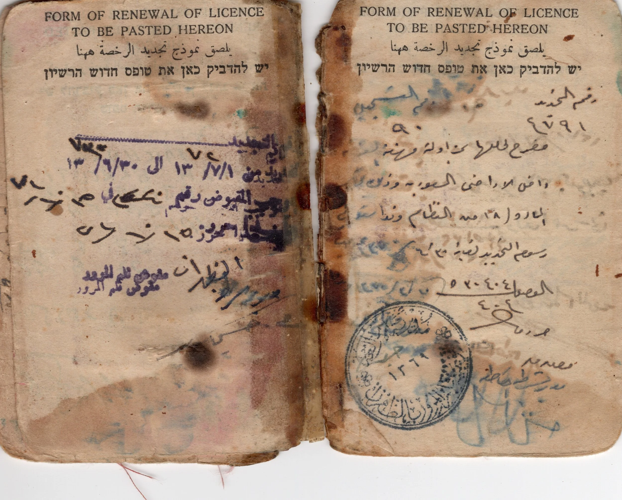 Pages from Michel Berouti's driver license.