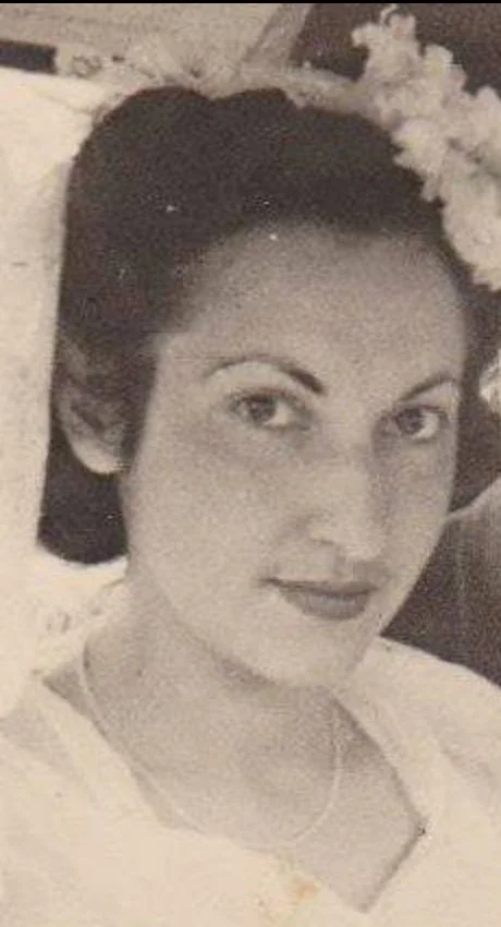 Samira Halabi on her wedding day, Jaffa, 1944