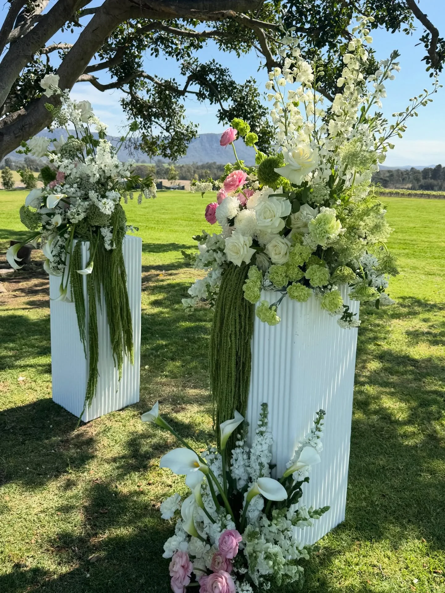 Pretty plinths with a pop of pink 💞

Swipe over to see the repurpose to ceremony space.