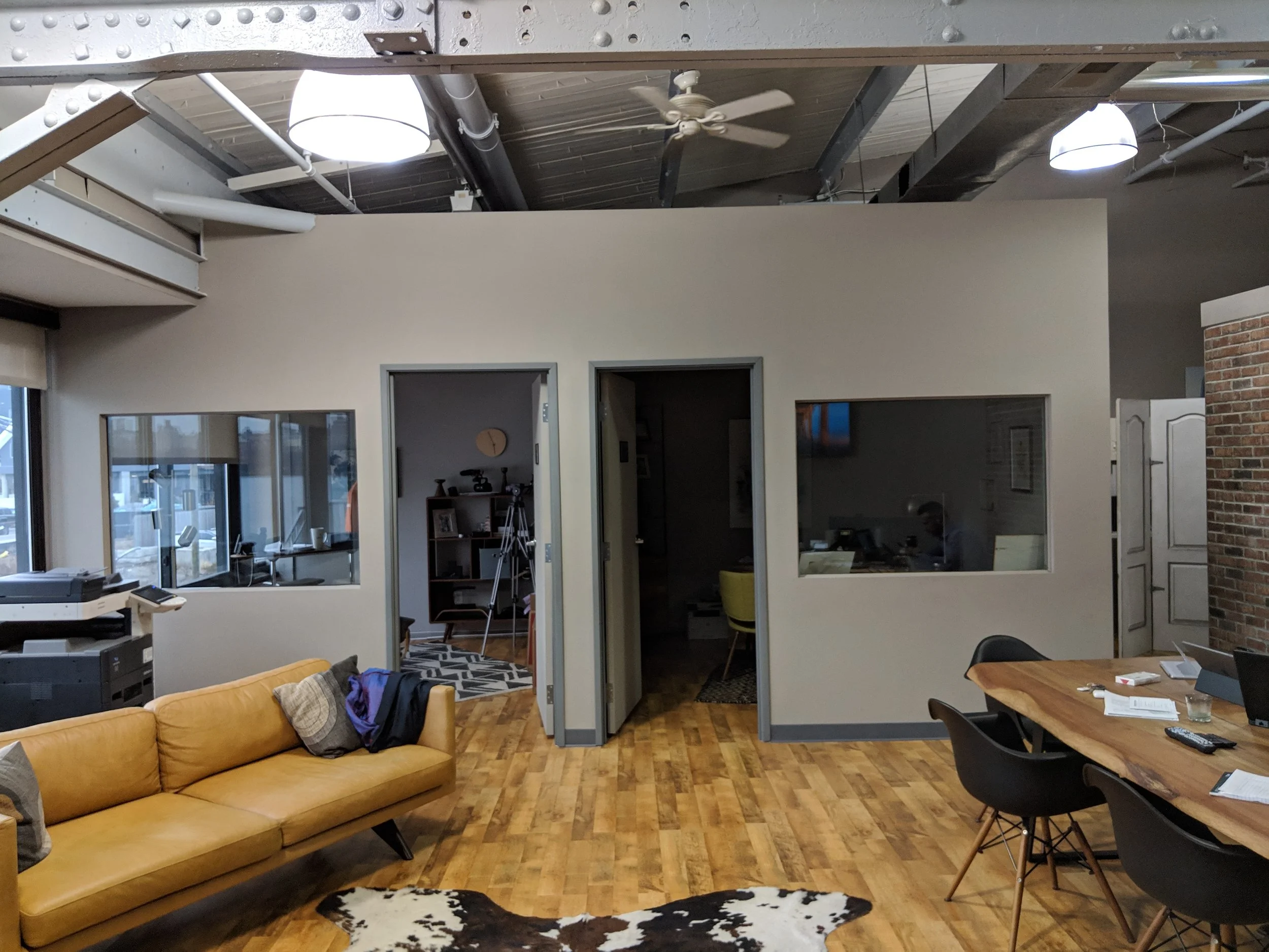 Office space with a lobby sitting area