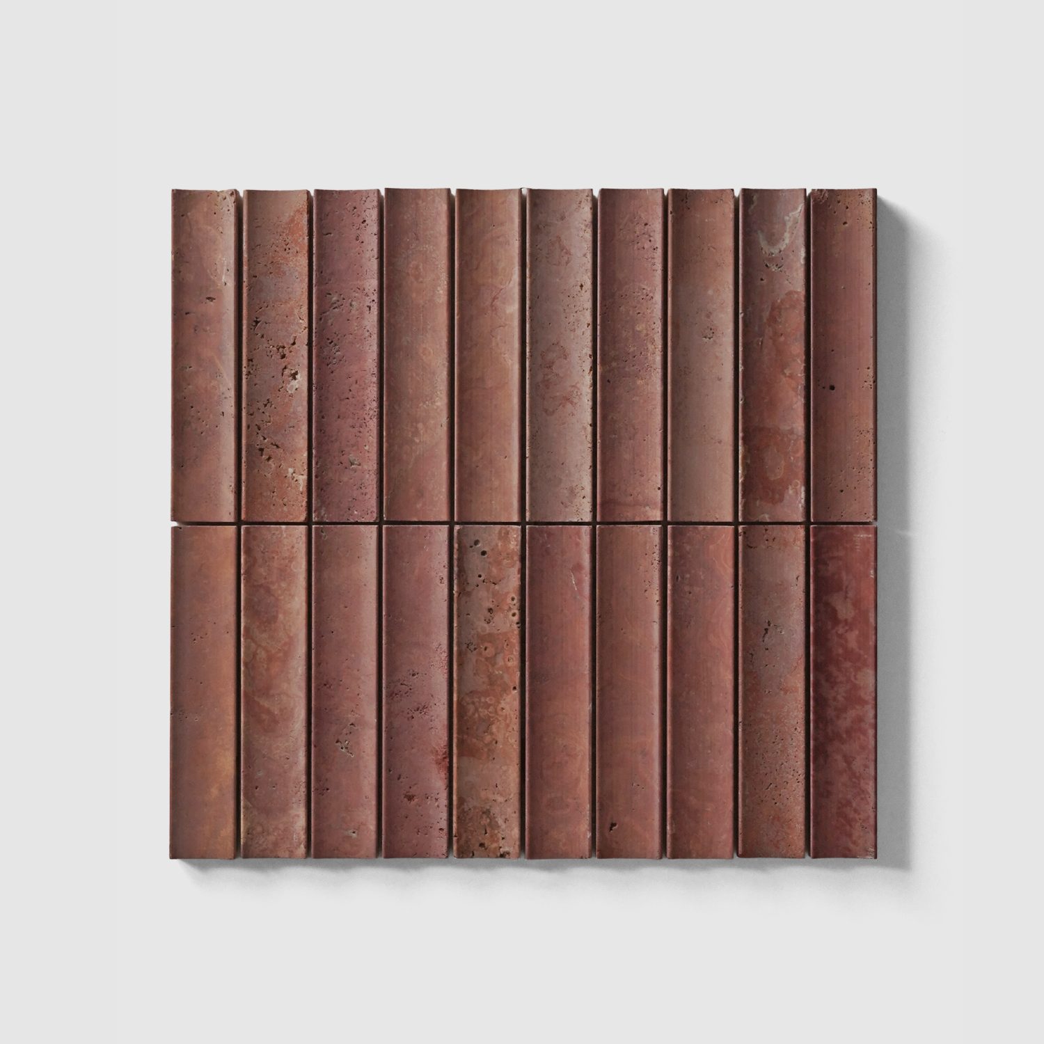 Fluted In Mosaic  |  Red Travertine