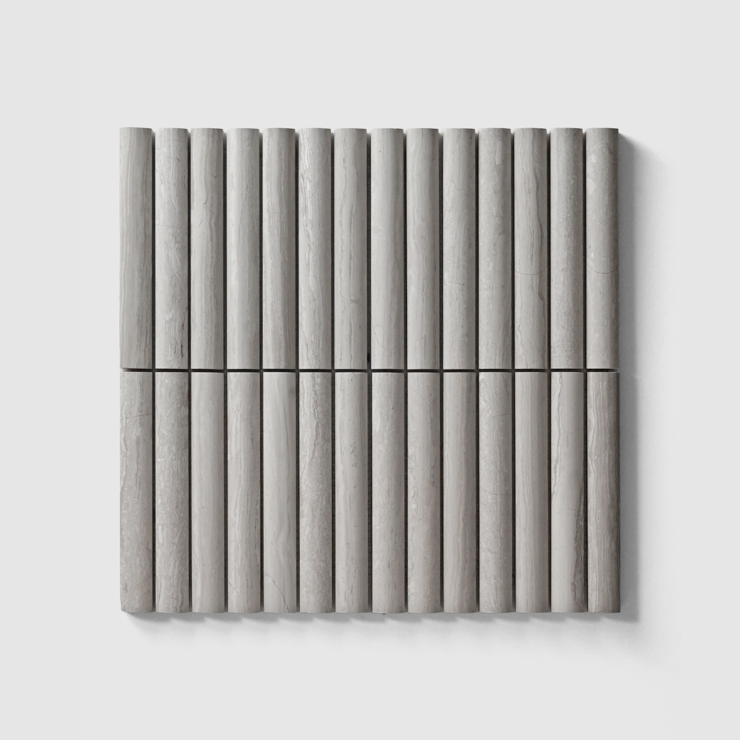Fluted Out Mosaic  |  Gray Travertine