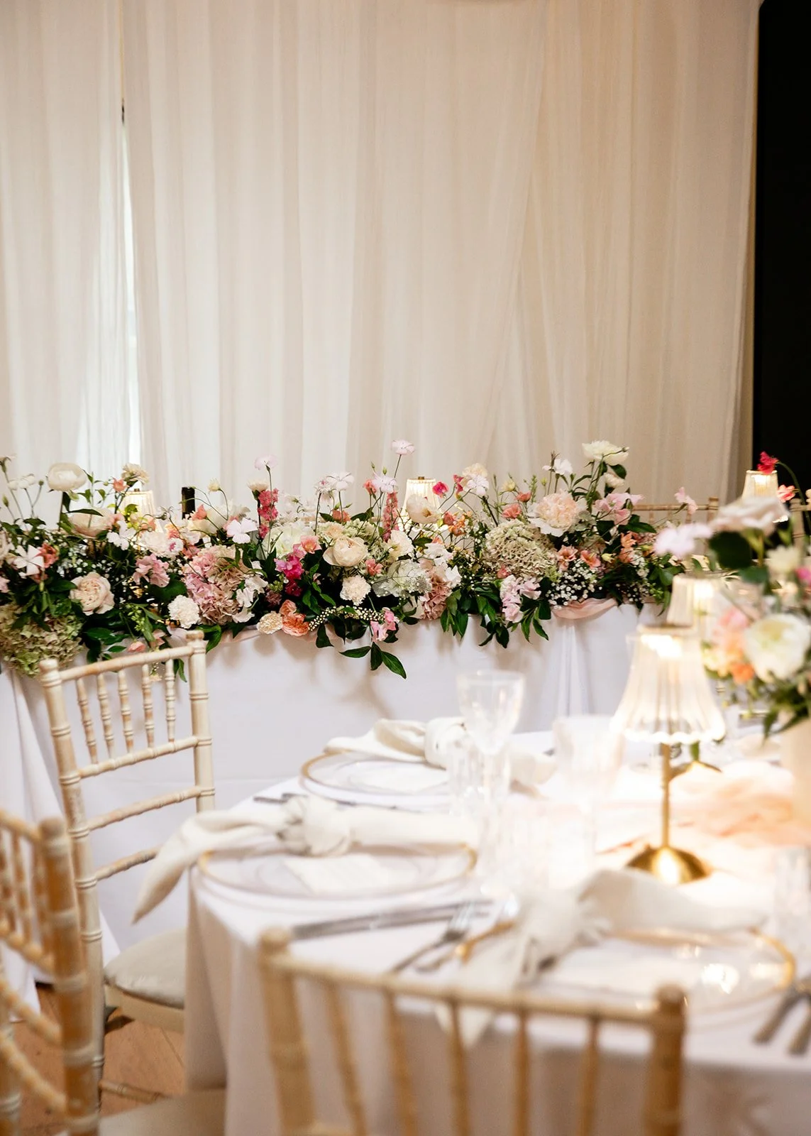 Wedding reception pink and white