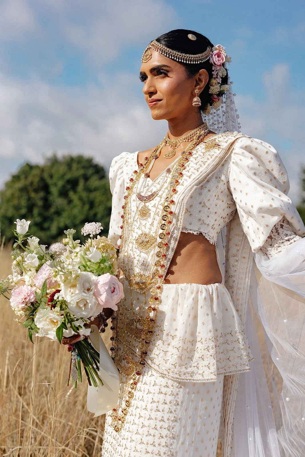 Elegant modern bridal outfit