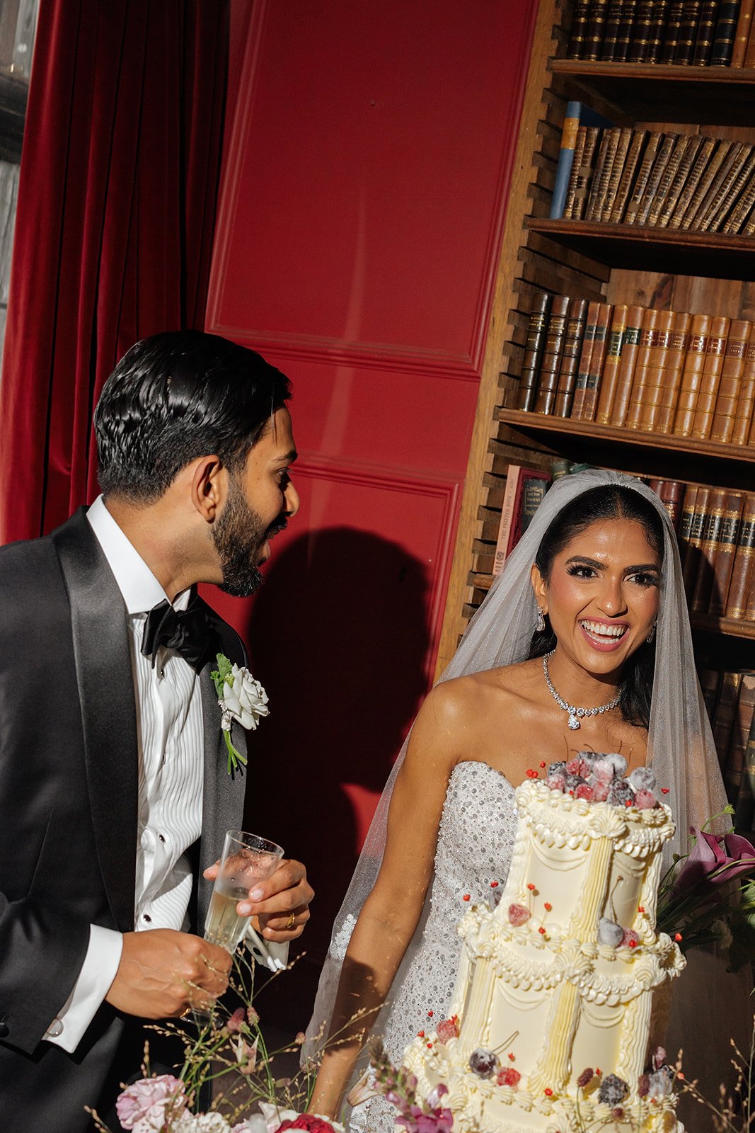 Modern black tie wedding reception 