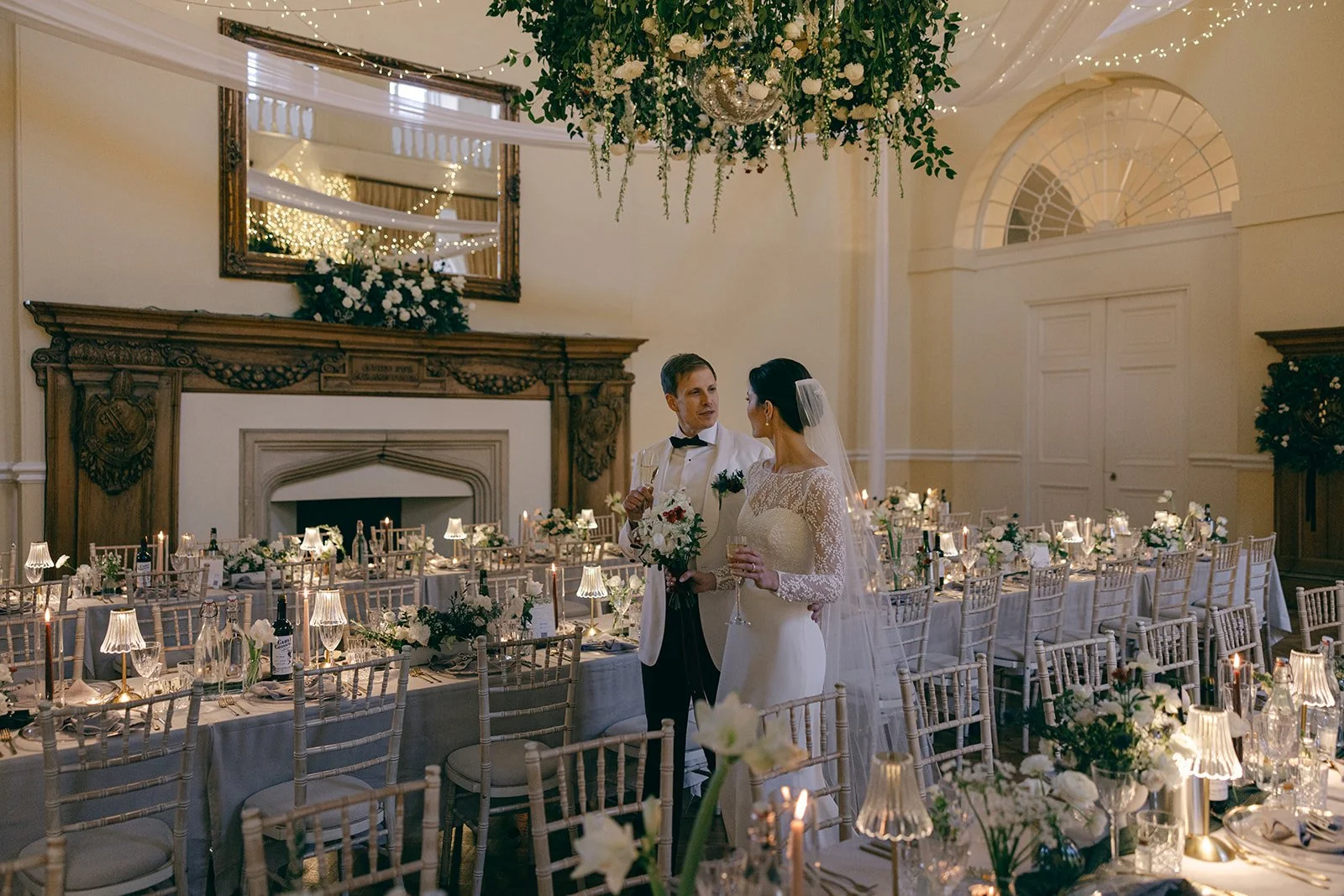 Christmas themed wedding reception